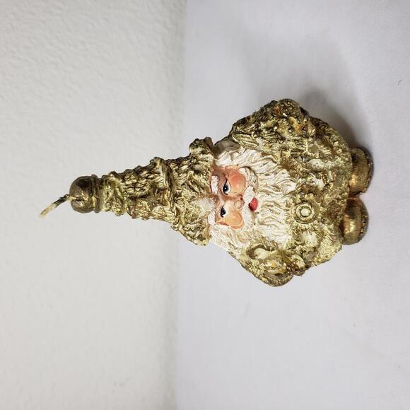 Vtg Unique Mini Santa in Gold Christmas Candle - Picture 1 of 5